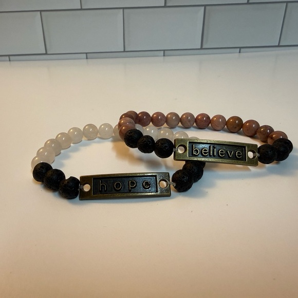 Hope and Believe Glass & Charcoal Bracelets - Picture 2 of 5
